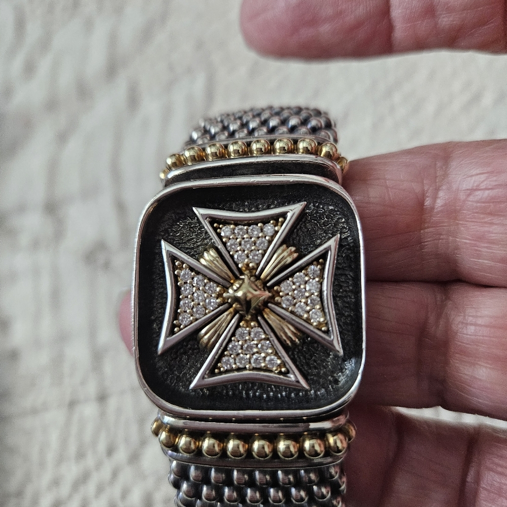 Lagos RARE Diamond, Silver And 18k Bracelet M - Picture 2 of 6